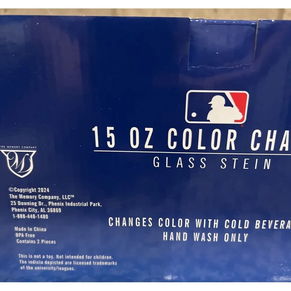 New In Box Set Of 2 NFL Atlanta‎ Braves 15 Oz Color Change Glass Stein Memory Co